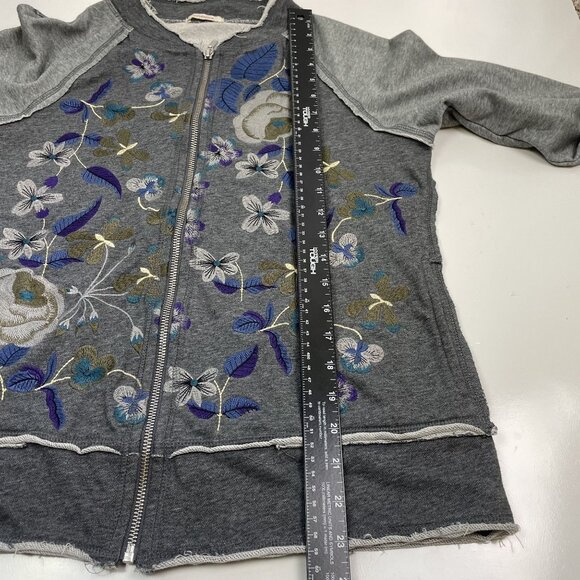 Sundance Womens Embroidered Gray Zip-Up Jacket Bomber Size S/M - Picture 6 of 9